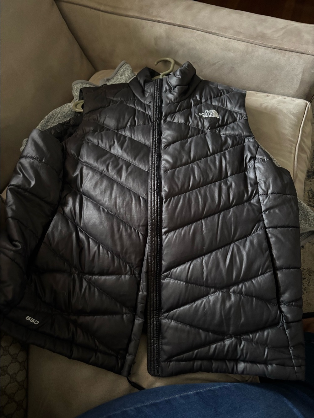 XXL The North Face 550 Down Vest Womens Black Chevron Quilted Puffer Gorpcore